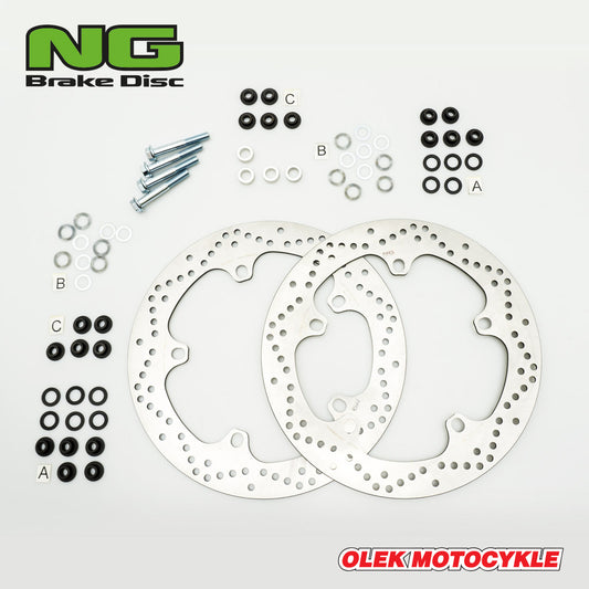 Brake disc (rotor) front BMW R 1200 GS/ADV '13-'18, R 1250 GS/ADV '19-'22, R 1300 GS '22, (320X181X4,8MM) (5X14,0MM) (SET OF TWO LARGER DIAMETER BRAKE DISCS WITH ADAPTERS), NG Brakes