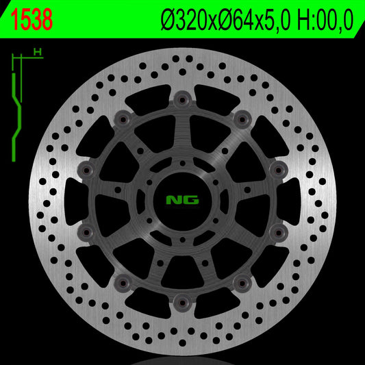 Brake disc (rotor) front BMW S 1000R/RR '13-'20, HP4 '12-'17, S100XR '17-'19 (320X64X5,0MM) (6X8,5MM) Floating, NG Brakes