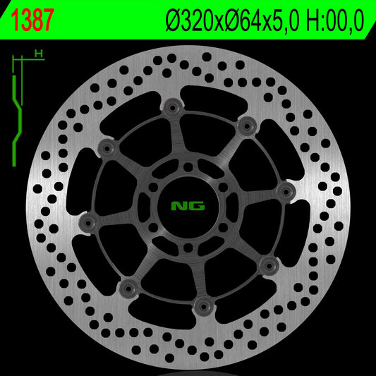 Brake disc (rotor) front BMW S 1000R/RR/XR 13-18, MOTO GUZZI CALIFORNIA 1400 13-18 (320X64X5,0MM) (6X8,5MM) Floating, NG Brakes