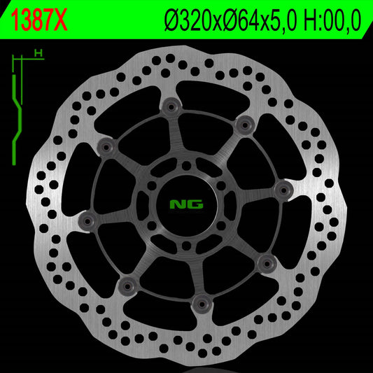 Brake disc (rotor) front BMW S 1000R/RR/XR 13-18, MOTO GUZZI CALIFORNIA 1400 13-18 (320X64X5,0MM) (6X8,5MM) WAVE Floating, NG Brakes