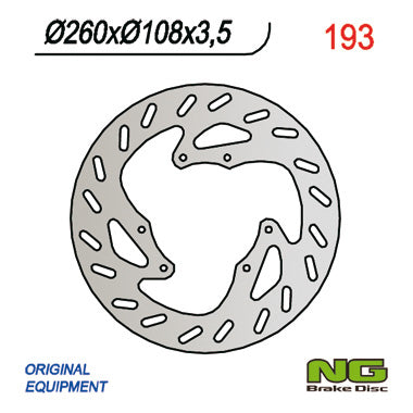 Brake disc (rotor) front DERBI 50/125, GAS GAS 125-450 (260x108x3,5), NG Brakes