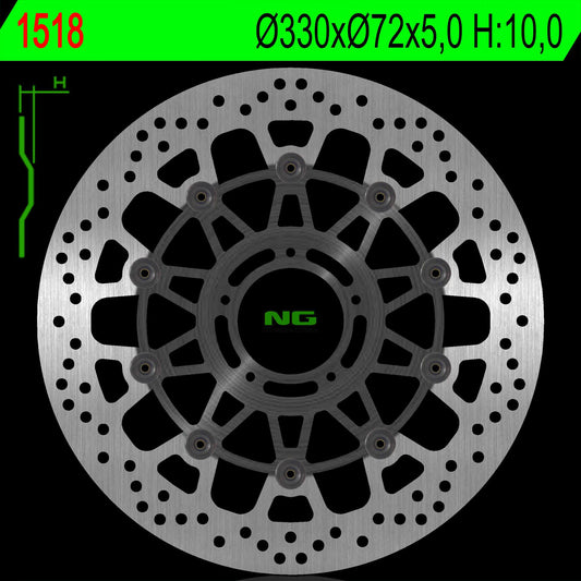 Brake disc (rotor) front DUCATI MULTISTRADA 1200 15-18 (330X72X5,0MM) (5X8,5MM), NG Brakes