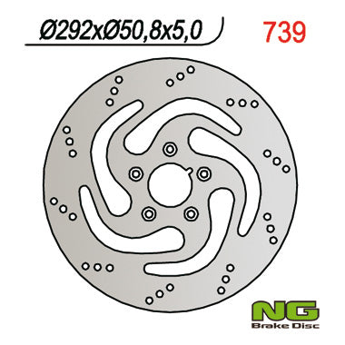 Brake disc (rotor) front HARLEY-DAVIDSON (292X50,8X5) 883/1200/1340/1450, 5 Holes dia.8,5, NG Brakes