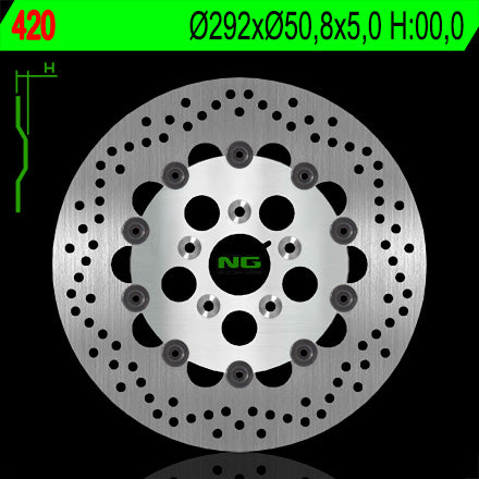 Brake disc (rotor) front HARLEY DAVIDSON 883/1200/1340/1450 (Floating) (292X50,8X5) (5X8,5MM), NG Brakes