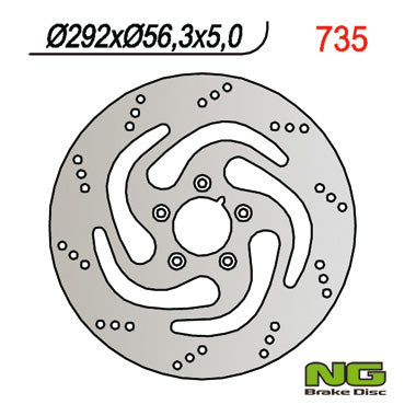 Brake disc (rotor) front HARLEY-DAVIDSON 883/1200/1450/1584/1690/1340 (292MMX56,3MMX5MM) (5X8,5MM), NG Brakes