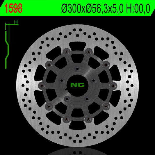 Brake disc (rotor) front HARLEY DAVIDSON 883/1200/1450/1584/1690/1745/1800/1869/1923 (Floating) (300X56,3X5MM) (5X8,5MM), NG Brakes