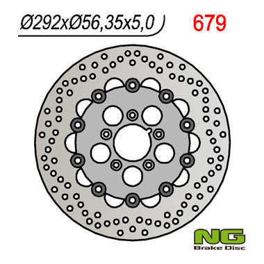 Brake disc (rotor) front HARLEY-DAVIDSON 883/1200/1340/1450/1584/1690/1802 Floating (292x56,3x5) (5x8,5mm), NG Brakes