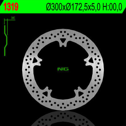 Brake disc (rotor) front HARLEY-DAVIDSON V-ROAD '06-'13, NIGHT ROAD '07-'13 (300X172,5X5) (5X12,5MM), NG Brakes