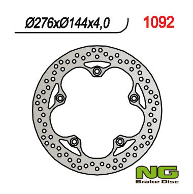 Brake disc (rotor) front HONDA CBF 250 '04-'09, CBR 125R '12-'17 (276X144X4) (5X10,5MM), NG Brakes