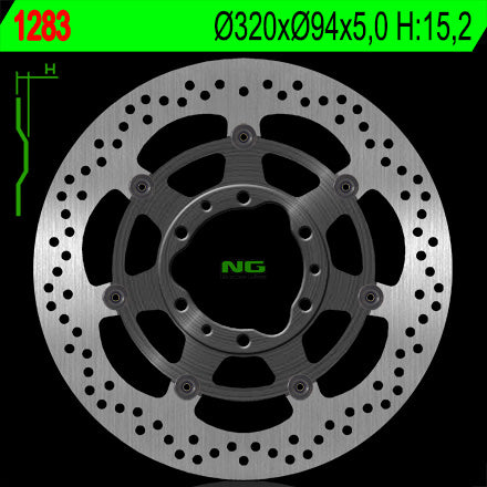 Brake disc (rotor) front HONDA CBR 1000RR '08-'17 (320X94X5) (6X6,5MM) - replaced by NG1621G - Sale, NG Brakes