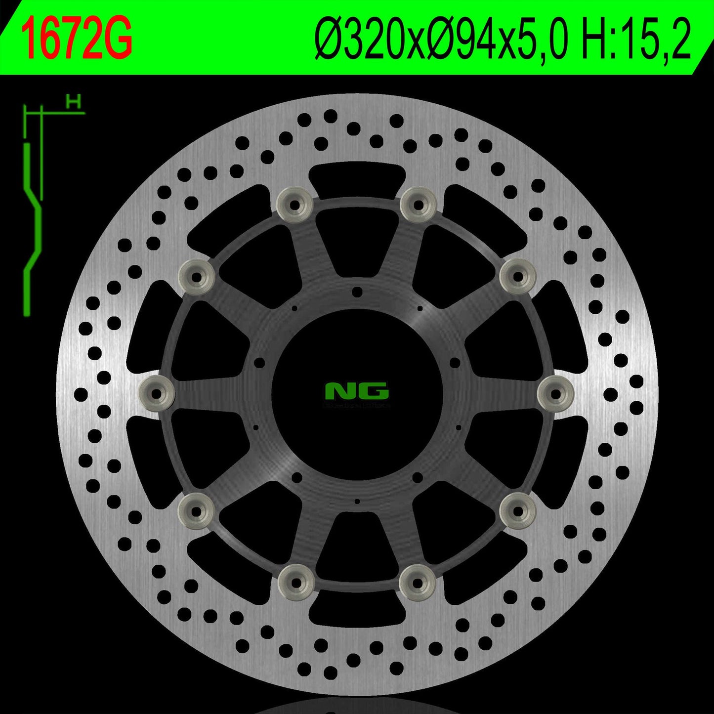 Brake disc (rotor) front HONDA CBR 1000RR 17-18 (320X94) (Aluminium center) Floating (Aluminium center), NG Brakes