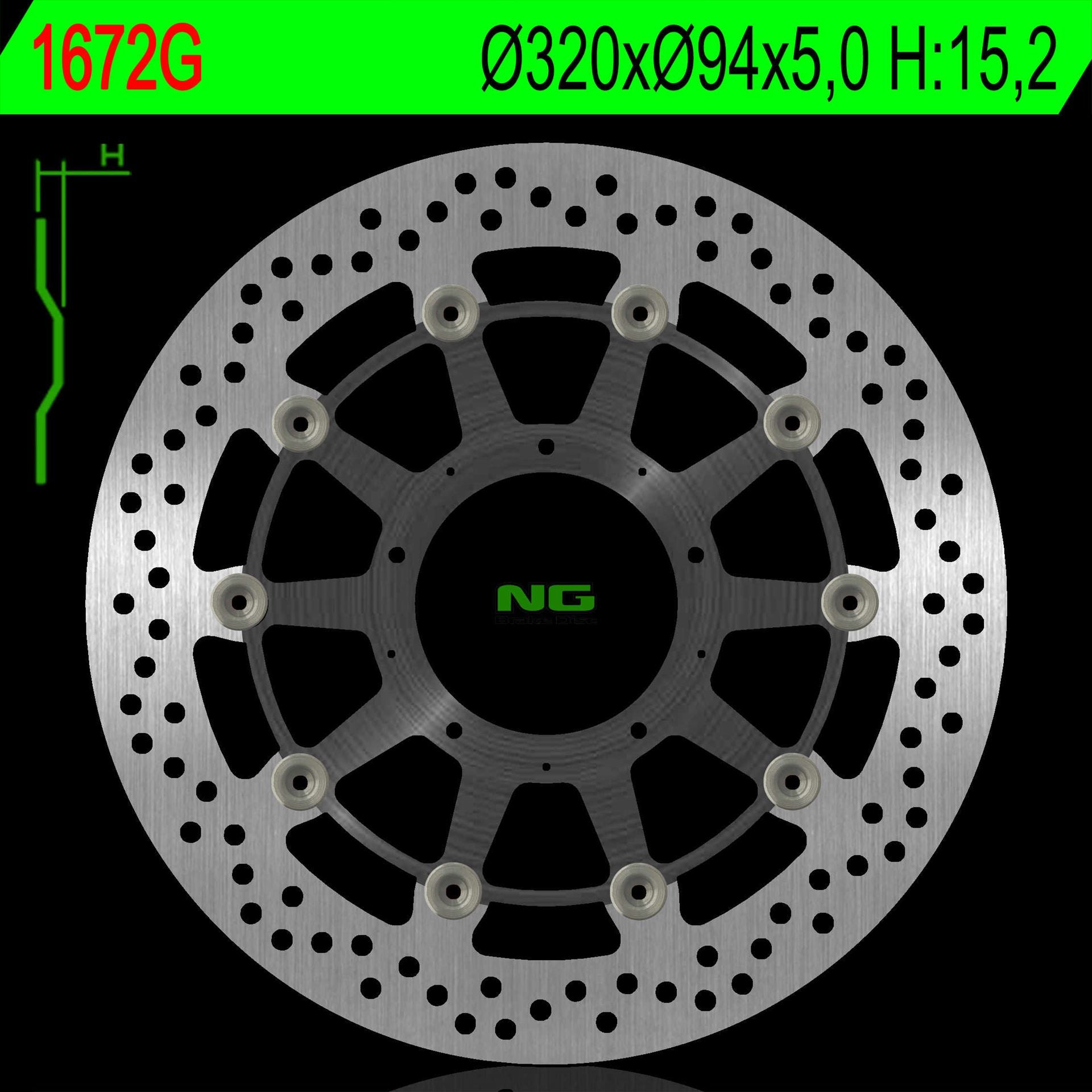 Brake disc (rotor) front HONDA CBR 1000RR 17-18 (320X94) (Aluminium center) Floating (Aluminium center), NG Brakes