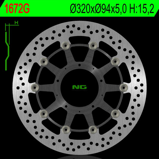 Brake disc (rotor) front HONDA CBR 1000RR 17-18 (320X94) (Aluminium center) Floating (Aluminium center), NG Brakes