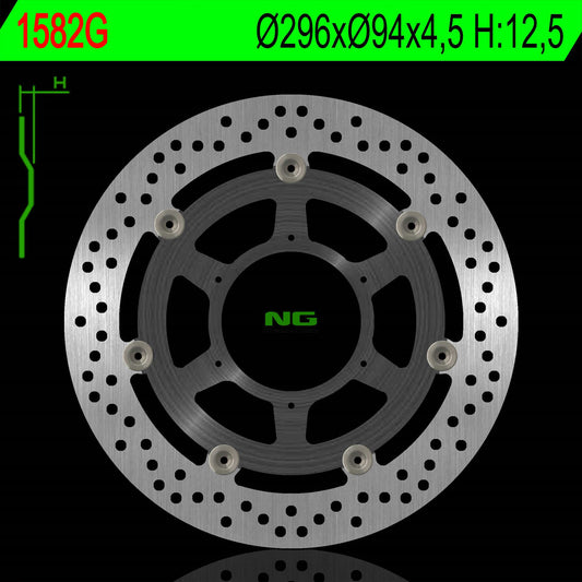 Brake disc (rotor) front HONDA CBR 600F 01-07 (ABS) Aluminium center (296X94X4,5MM) (6X6,5MM), NG Brakes