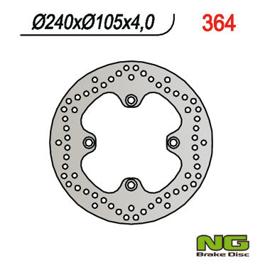 Brake disc (rotor) front HONDA PHANTEON 125/250, FORESIGHT 250, rear XRV 650 AFRICA TWIN (240X105X4) (4X10,5MM), NG Brakes