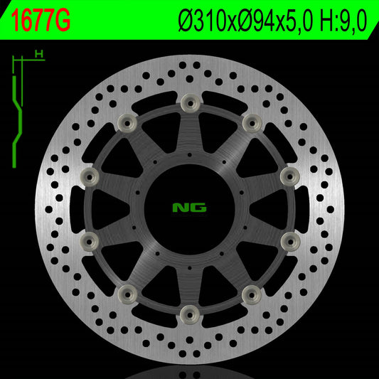 Brake disc (rotor) front HONDA VFR 800X CROSS RUNNER ABS '15-17, VFR 800F ABS '14-'17 (310X94X5) (5X6,5MM) (Indentation 9,0MM) Floating (Aluminium center), NG Brakes