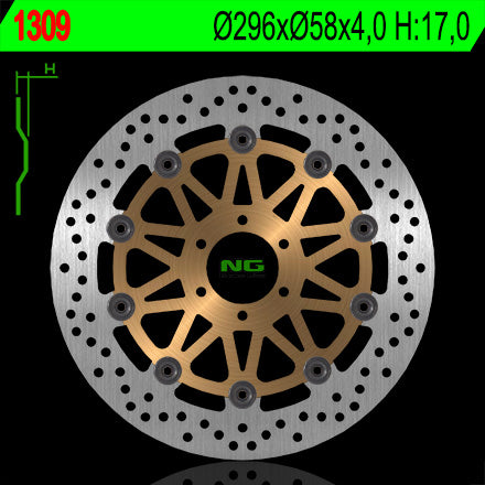 Brake disc (rotor) front HONDA VTR 250F '98-'08, '12-'13 (296X58X4) Floating, NG Brakes