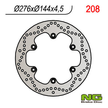 Brake disc (rotor) front HONDA XL 600V (87-95) TRANSALP, DAELIM VL 125 DAYSTAR '00-'12 (276x144x4,5) (6x10,5mm), NG Brakes
