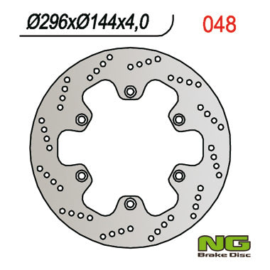 Brake disc (rotor) front HONDA XRV 650 AFRICA TWIN '88-90, CAGIVA CANYON 600 '95-'00, NAVIGATOR 1000 '00-'06, ELEFANT 900 '90-'94, GRAN CANYON 900 '97-00, ELEFANT 750 '94-97, (296x144x4MM) (6x10,5MM), NG Brakes