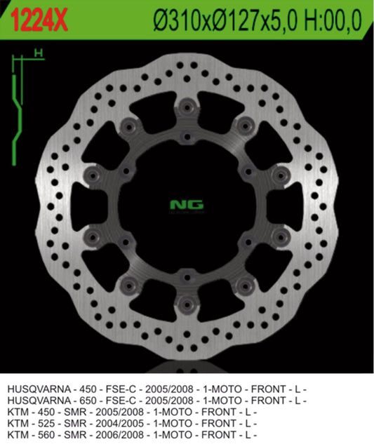 Brake disc (rotor) front HUSABERG FS 570 '10-'11, FS 450 '05-'08, KTM SMR 450 '04-'14, SMR 525 / 560 '05-'08 (310X127X5MM) (6X6,5MM) WAVE, NG Brakes