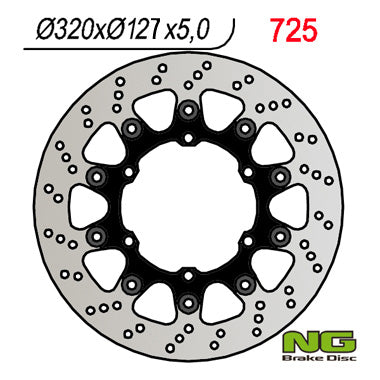 Brake disc (rotor) front HUSABERG FS 650 '05-'08, FS 450 '15-'17, SUPERMOTO 701 '15-'17, KTM DUKE 620 / 640 '94-'02, LC4 640 ADV '01-'02, LC4 660 SMC '05-'08, SM 690 '07-'08, SMC 625 / 690 '04-'14, (320X127X5MM) (6X6,25MM), NG Brakes