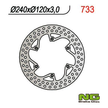 Brake disc (rotor) front HUSQVARNA CR/WR 125/250/360 (87-91), TE 350 (89-91), TC/TE 610 (91) (240X120X3), NG Brakes