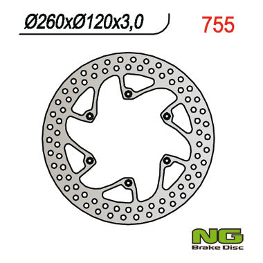 Brake disc (rotor) front HUSQVARNA CR/WR/TE/TC 92-99 (260x120x3), NG Brakes