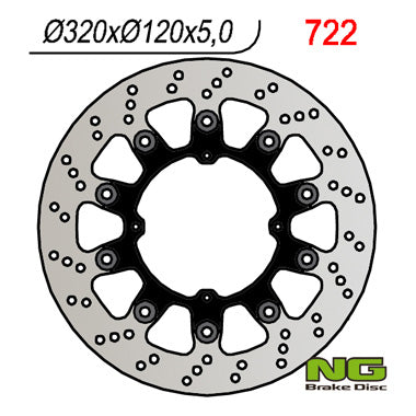 Brake disc (rotor) front HUSQVARNA SUPERMOTO (dia. 320MM) Floating (320x120x5), NG Brakes