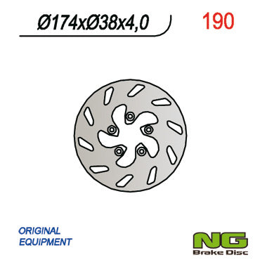 Brake disc (rotor) front ITALJET SKUTER (174x38x4)(5X6,5MM), NG Brakes