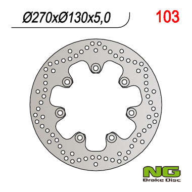 Brake disc (rotor) front KAWASAKI EN 500 '90-'93 (270X130X5) (7X10,5MM), NG Brakes