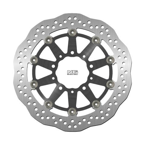 Brake disc (rotor) front KAWASAKI ER6 F/N, ZX 10R 04-15, ZX6R 05-16, KLE 650 VERSYS 07-15, Z 750 (300X80X5MM) (5X10,MM) WAVE Floating (Aluminium center,CZARNY), NG Brakes