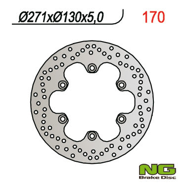 Brake disc (rotor) front KAWASAKI GPZ 500 S (90-03), GPZ 900R, GPZ600/750/900 (271x130x5) (6X10,5MM), NG Brakes