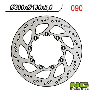 Brake disc (rotor) front KAWASAKI KLE 500 '91-'03 (300X130X5) (9X10,5MM), NG Brakes