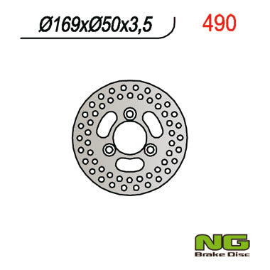 Brake disc (rotor) front KAWASAKI KSF 250 '96-'01, KEF 300 '01-'02 (169x50x3,5), NG Brakes