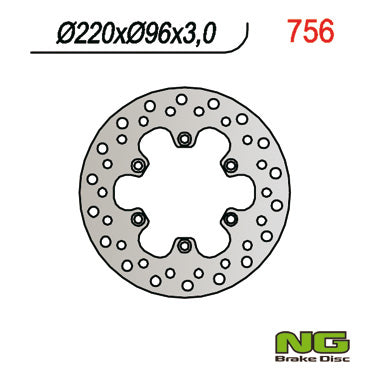 Brake disc (rotor) front KAWASAKI KX 80 '84-'00, KX 85 '01-16, KX 100 '06-16 (220X96X3), NG Brakes