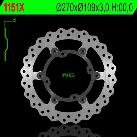 Brake disc (rotor) front KAWASAKI KXF 250/450, Floating 270MM (270X109X3,0) 4 Holes O dia. 9,5MM WAVE, NG Brakes