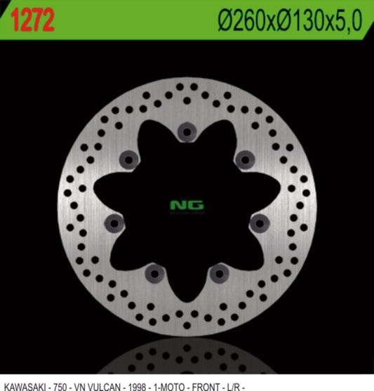 Brake disc (rotor) front KAWASAKI VN750 VULCAN (260X130X5MM) 7 Holes dia.10,5, NG Brakes