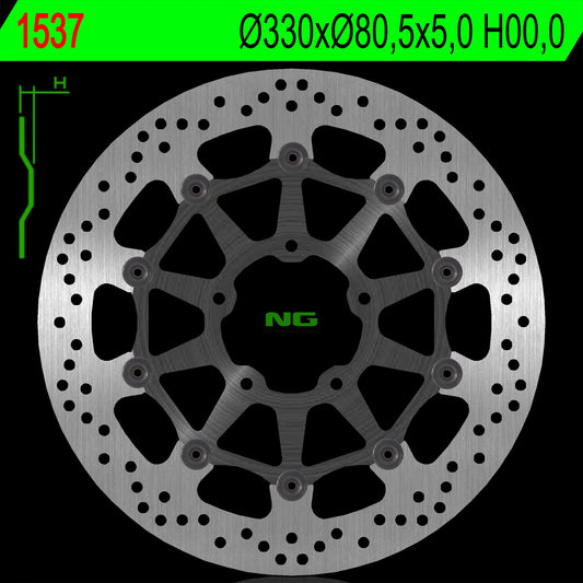 Brake disc (rotor) front KAWASAKI ZX 10R 16-18 (330X80,5X5) (5X10,5MM), NG Brakes