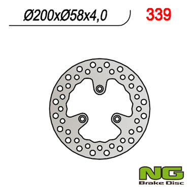 Brake disc (rotor) front MALAGUTI 50 CIAK/F12 (200x58x4), NG Brakes