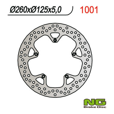 Brake disc (rotor) front PIAGGIO 125/250/400/500 (260x125x5), NG Brakes
