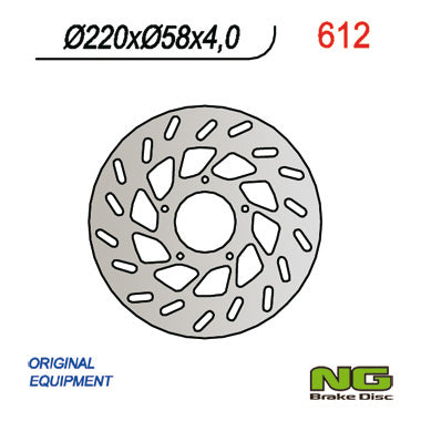 Brake disc (rotor) front PIAGGIO/ GILERA/DERBI/KYMCO/PGO (220x58x4), NG Brakes