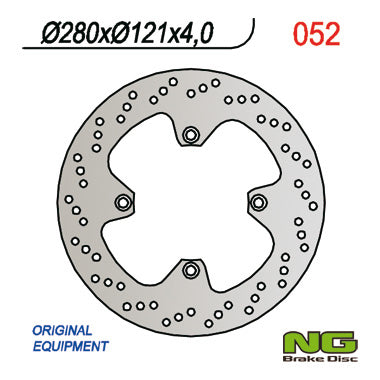 Brake disc (rotor) front SUZUKI DR 650 '90-'95, DR 750 BIG '88-'90 (280X121X4) (4x10,5mm), NG Brakes