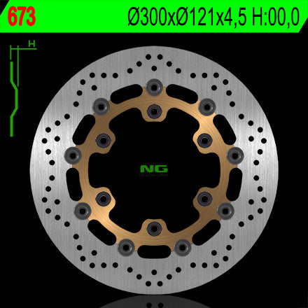 Brake disc (rotor) front SUZUKI DR 650 '91-'95, DR 800 '89-'96, XF 650 FREEWIND '97-'02, M 800 INTRVDRE '08-'15 (300X121X4,5) (6X10,5MM) (Floating), NG Brakes