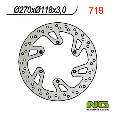 Brake disc (rotor) front SUZUKI DRZ 400 E/S 00-09, RM 125/250 96-08, YAMAHA YZ/YZF/WR (270X118X3,0MM) (6X6,5MM), NG Brakes