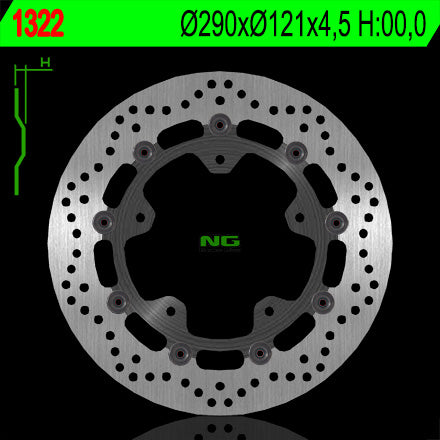 Brake disc (rotor) front SUZUKI GSF 650 '06 ABS, SV 650X/ABS 18-19 (Floating) (290X121X4,5), NG Brakes