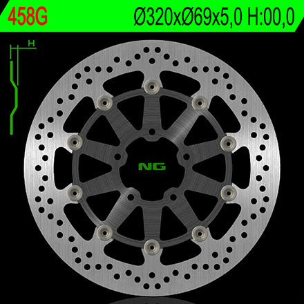 Brake disc (rotor) front SUZUKI GSXR600/750 '97-'03, GSXR1000 '00-'04, TL1000, GSXR1300 HAYABUSA '99-07, GSX 1400 02-07 (320X69X5) (Aluminium center) Floating, NG Brakes