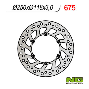 Brake disc (rotor) front SUZUKI RM/RMZ 250/DRZ, YAMAHA YZ/YZF/WR 02-19 (250X118X3) (6X6,5MM) - Replaces NG854, NG Brakes