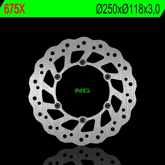 Brake disc (rotor) front SUZUKI RM/RMZ 250/DRZ, YAMAHA YZ/YZF/WR 02-19 (250X118X3) (6X6,5MM) WAVE - Replaces NG854, NG Brakes