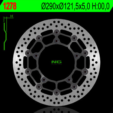 Brake disc (rotor) front SUZUKI SFV 650 GLADIUS / ABS '09-'13, SV 650 '07-'21, SV 650S '07-'17 (290X121,5X5) Floating, NG Brakes