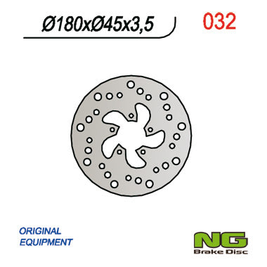 Brake disc (rotor) front/rear GAS GAS PAMPERA 125/250/370 '98, EC 50 '99, TXT BOY 50 '00-02, (180X45X3,5MM) (5X6,5MM), NG Brakes